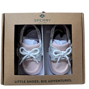 Sperry Boat Shoes Girls Baby Infant Crib 3 Month Bluefish Pink Camo New in Box - Picture 1 of 5