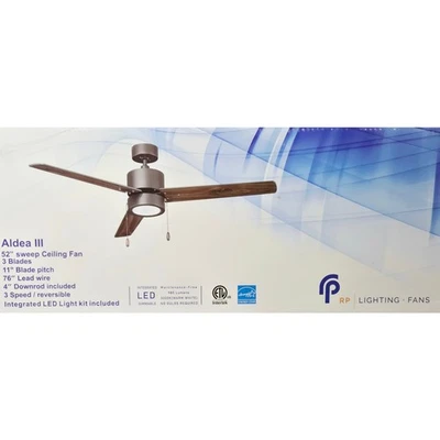Royal Pacific 1046LED-BN-BN 52 in 50W Aldea III Ceiling Fan w/ LED Kit - Nickel - Image 1 of 4
