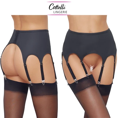 Sexy Reggicalze Elegante Nero Opaco con 8 Bretelle Regolabili Cottelli Lingerie - Immagine 1 di 4