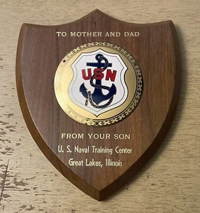 Vtg USN USA Navy Training Center Son To Mother Dad Wood Plaque Great Lakes IL - Picture 1 of 15