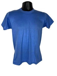 Vintage Small Russell Athletic T-shirt Columbia Blue Deadstock Crew Blank 70s - Picture 1 of 12
