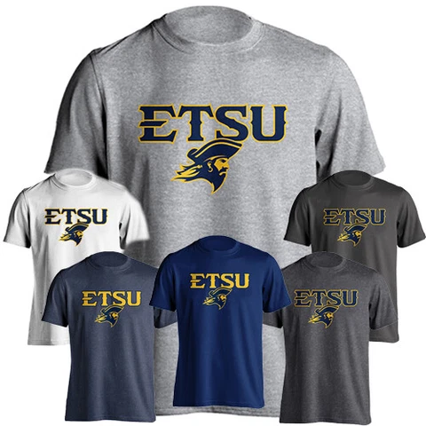East Tennessee State University ETSU Buccaneers Text Logo Short Sleeve T-shirt Cover