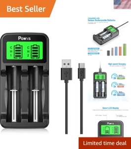 Versatile LCD Universal Battery Charger - Supports 18650 to AA/AAA Rechargeables - Picture 1 of 11