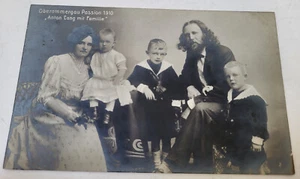 1910 RPPC ANTON LANG MIT FAMILIE SCHAUSPIELER JESUS OBERAMMERGAU DEUTSCHLAND PASSIONSSPIEL ** - Bild 1 von 2