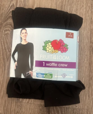 Camisa Fruit of the Loom Térmica Waffle Crew Manga Larga Negra Mujer Mediana 8-10 Foto 1 de 2