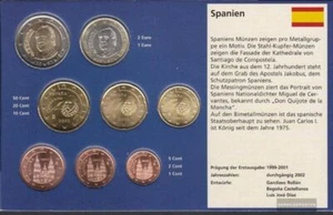 Hiszpania 2002 szt./nieobiegowy zestaw monet obiegowych 2002 EURO pierwsze wydanie - Zdjęcie 1 z 1