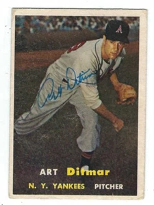 Autographed 1957 Topps ART Ditmar New York Yankees card #119- w/COA - Picture 1 of 1