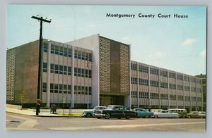 Tarjeta postal cromada de autos de la corte del condado de Montgomery Alabama AL años 50 - Imagen 1 de 2
