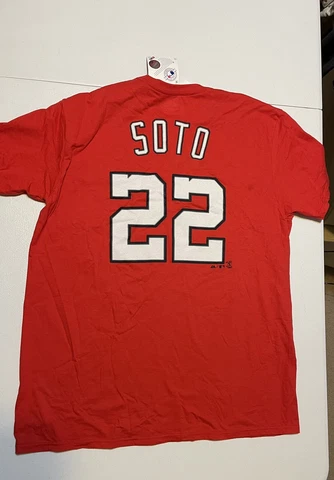 #22 Juan Soto Washington Nationals Adult Majestic T-Shirt NWT Cover