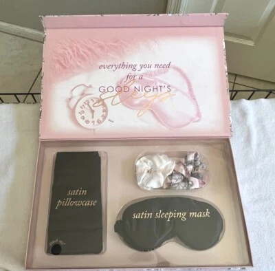 Nicole Miller Floral Bliss Sleep Essentials Satin Pillowcase Mask Scrunchies NIB - Image 1 of 4