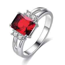 Red Zircon Crystal Ring Women's Silver Filled Wedding Band Size 9