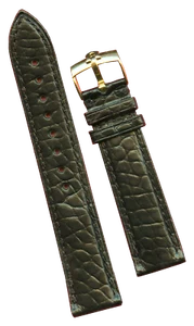 GEN. ALLIGATOR BLACK BAND STRAP 17mm LEATHER LINED & GENUINE OMEGA GOLD BUCKLE - Picture 1 of 6