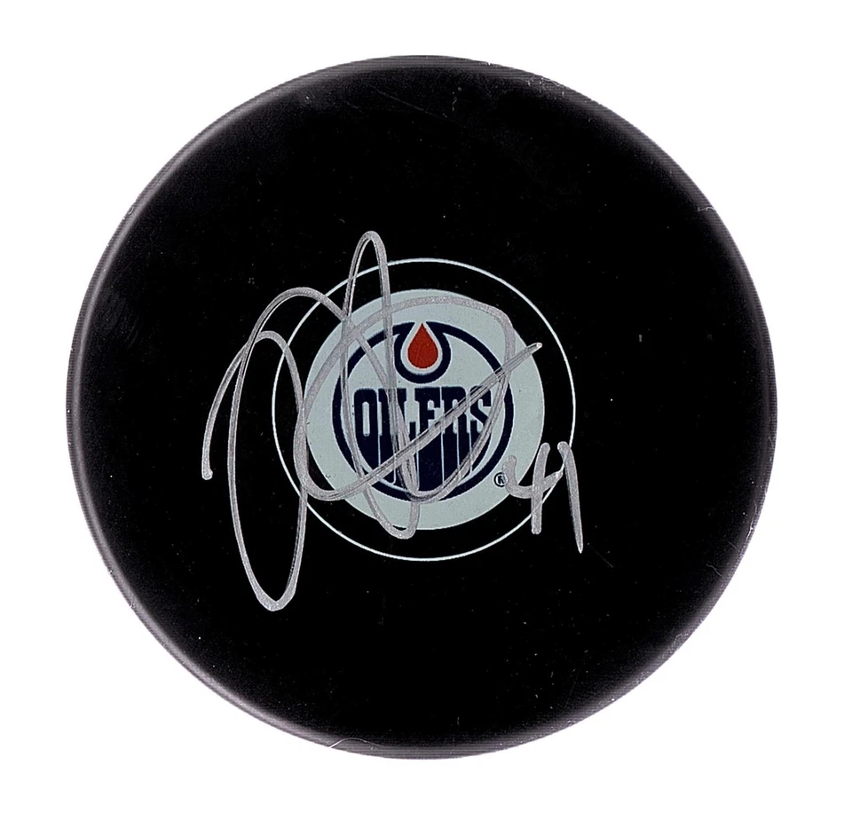 MIKE SMITH EDMONTON OILERS GOALIE SIGNED AUTOGRAPHED PUCK COA - Image 1 of 1