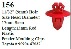 100 Pcs Flare Push-Type Fender Moulding Clips Compatible with Toyota 90904-67037 - Picture 1 of 2