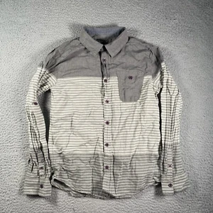 DKNY Shirt Juniors Medium 10-12 Button Up Classic Blue Gray Striped Long Sleeve - Picture 1 of 11