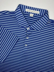 Holderness & Bourne Tailored Fit Golf Polo Men’s XL Blue Pin Stripe Excellent - Picture 1 of 5