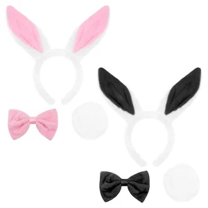 WHITE RABBIT FANCY DRESS BUNNY EARS BOW TIE AND TAIL SCHOOL BOOK WEEK COSTUME  - Picture 1 of 3