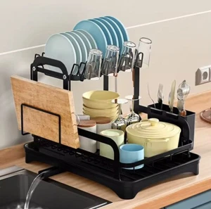 Scolapiatti da Cucina Rotante a 360° Doppio Strato con Scarico - Imagen 1 de 6