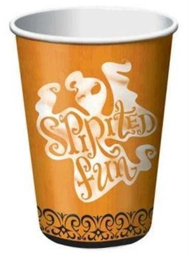 Paquete de 8 tazas de papel naranja para Halloween Scary Silhouettes de 9 oz Foto 1 de 1