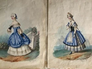 Del Buono - Coppia di costumi teatrali Acquerello - Firmato sul foglio, - Bild 1 von 8