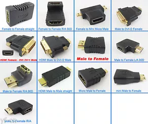 10 adaptadores convertidores DVI-D HDMI macho y hembra enchapados en oro multitipo - Imagen 1 de 17