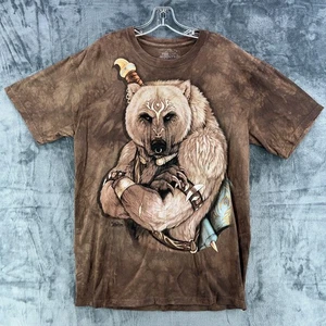 The Mountain Hemd Herren Large braun Tribal Warrior Bear Grafik Batik Grafik - Bild 1 von 10