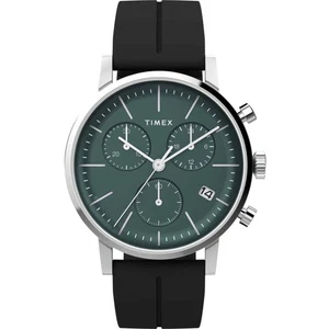 Timex Men's Watch Midtown Chronograph Green Dial Black Rubber Strap TW2V70600VQ - Picture 1 of 3