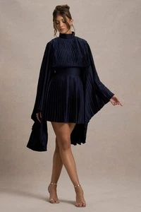 CLUB LONDON CHARITY CAPE SLEEVE PLEATED HIGH NECK MINI DRESS New Size 10 RRP£150 - Picture 1 of 7