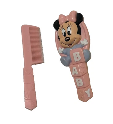 VTG Disney Babies Minnie Mouse Comb Brush Set 1992 Pink Violet - Image 1 of 4