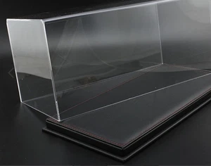 New Acrylic Display case show case black PU Leather Base For 1/18 Car Model Red - Picture 1 of 4