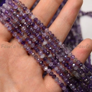 2x4mm Amatista Natural Facetada Piedras Preciosas Rondelle Cuentas Sueltas Joyería Hágalo Usted Mismo 15"" - Imagen 1 de 8
