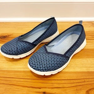 Zapatos Lands End para mujer 8B azules Gatas cómodos mocasines sin cordones estampado geométrico - Imagen 1 de 10