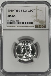 1959 P Washington Quarter 'Type B Reverse' NGC MS65 - Picture 1 of 2