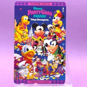 Mickey Minnie Donald Goofy Party Gras Parade Tokyo Disneyland Phone Card Japan - Picture 1 of 6