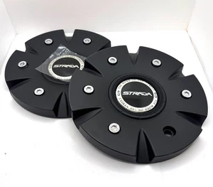 S12 61702295F-4 Strada Set of Two Black Wheel Center Cap - Picture 1 of 6