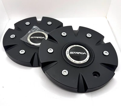 S12 61702295F-4 Strada Set of Two Black Wheel Center Cap - Image 1 of 4