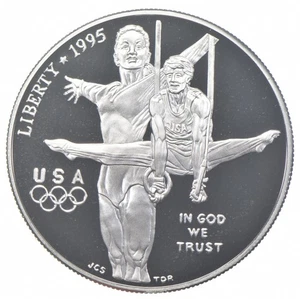 1995-P Proof Olympic Gymnastics Commemorative Silver Dollar $1 - Picture 1 of 3