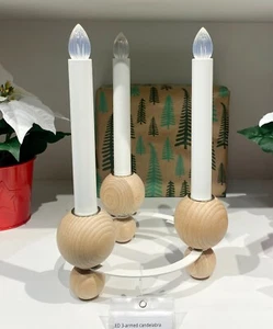 Ikea STRALA LED 3-armed Candelabra Candle Holder, Battery-Operated, Beech - Picture 1 of 4