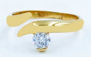 LAB CREATED 0.56 Cts WHITE SAPPHIRE TOE RING SOLID 14K SOLID GOLD - ADJUSTABLE - Picture 1 of 3