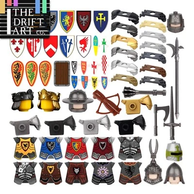 Medieval Military Army Soldier Shield Helmet For LEGO Building Blocks Brick Toy - Image 1 of 4