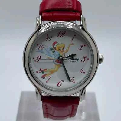 Reloj Campanilla Disney Mujer Navidad 28mm Estuche Banda Roja Cuarzo Tres Manecillas Foto 1 de 4
