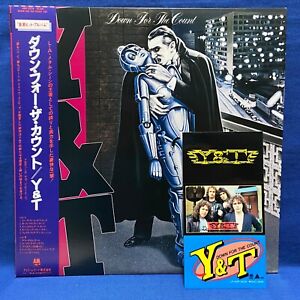 Y&T Down For The Count w/STICKER Japan LP Record AMP-28136 OBI Insert LA Metal