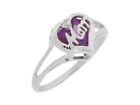 10k or 14k White Gold  Natural Diamond and Simulated Alexandrite Mom Heart Ring
