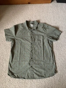 The North Face Men's Button Down Shirt size Large Green Geo Print Short Sleeve - Picture 1 of 4