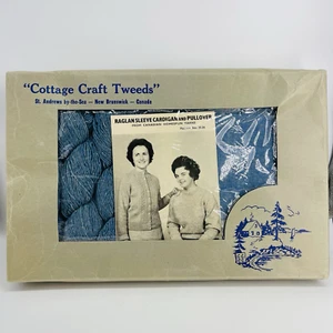 KIT DE ELABORACIÓN DE PUNTO DE AGUJA CÁRDIGAN CANADÁ COTTAGE CRAFT AÑOS 50 DE COLECCIÓN - ¡RARO! - Imagen 1 de 17
