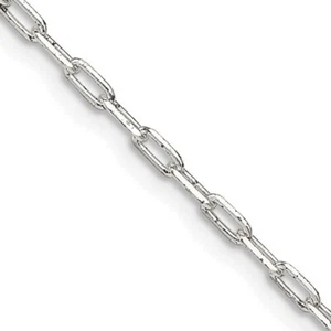 Solid Sterling Silver 2mm Enlongated Open Link Chain - Picture 1 of 2