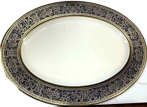 FRANCISCAN FINE BONE CHINA ROYAL RENAISSANCE Lg SERVING PLATTER COBALT BLUE GOLD - Picture 1 of 4