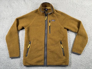 Vintage Patagonia Fleece Youth XL 14 Brown Full Zip Logo Long Sleeve - Picture 1 of 11