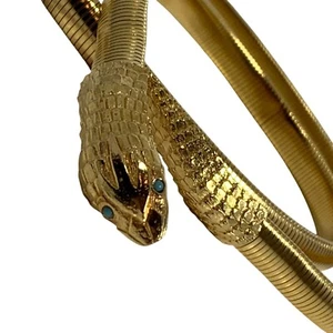 Accessocraft NYC Años 80 Ojos Azules Dorado Serpiente Cinturón Elástico O Collar Corbata - Imagen 1 de 4