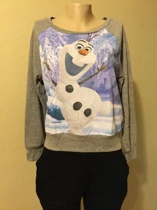 Disney Frozen OLAF gray long sleeve lightweight sweatshirt JUNIOR size L - Picture 1 of 5